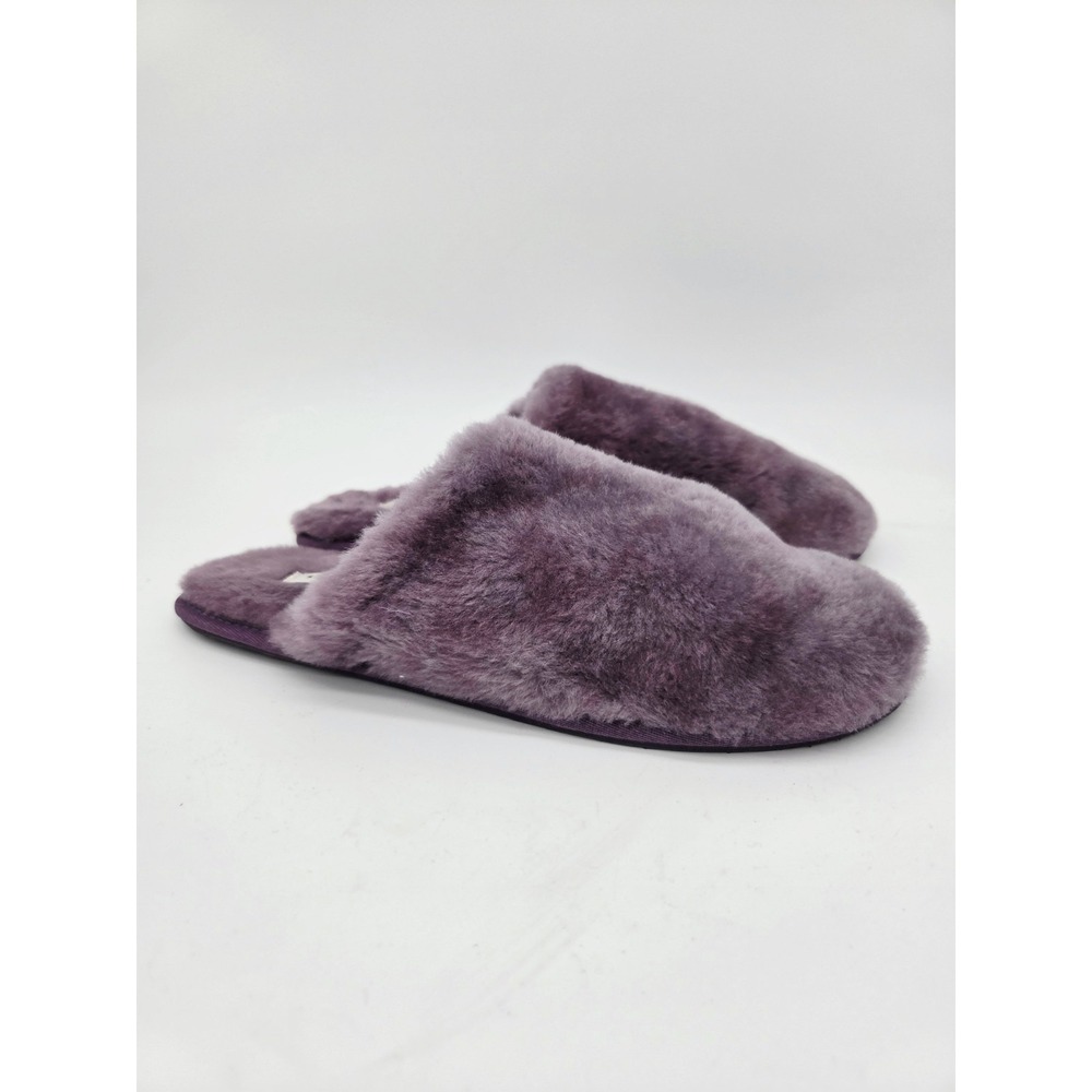 COACH Womens 9B Zennie Slippers Shearling Sheep Fur CM676 Purple Italy Slides